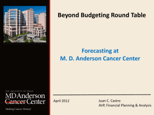 Forecasting at MD Anderson Cancer Center