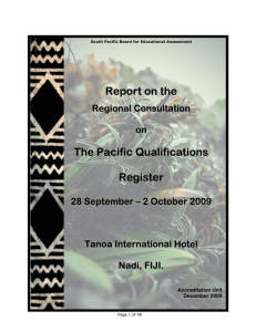 PACIFIC QUALIFICATIONS REGISTER CONSULTATION