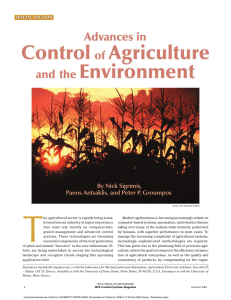 Advances in Control of Agriculture and the Environment