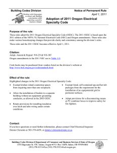 Oregon Electrical Specialty Code
