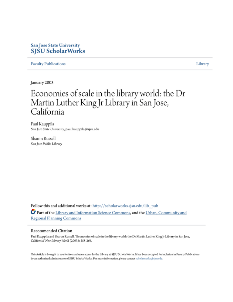 Economies Of Scale In The Library World - SJSU ScholarWorks