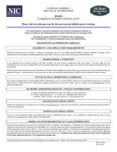 NATIONAL BARBER 1 PRACTICAL EXAMINATION IDAHO