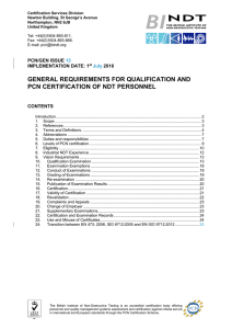 PCN GEN ENERAL REQUIREMENTS FOR THE CERTIFICATION