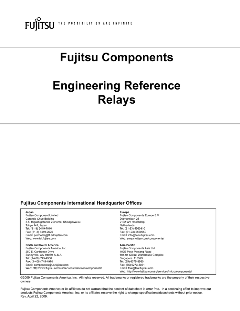 Fujitsu Components Engineering Reference Relays
