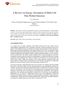 Akademia Baru A Review on Energy Absorption of Multi Cell Thin