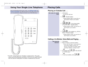 Using Your Single Line Telephone