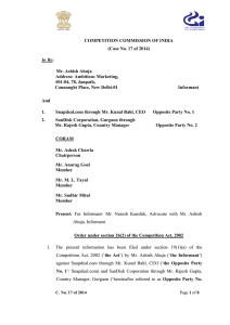 COMPETITION COMMISSION OF INDIA (Case No. 17 of 2014) In