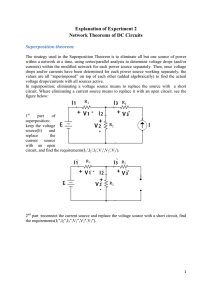 Explanation of Experiment 2 Network Theorems of DC Circuits