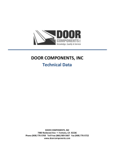 DOOR COMPONENTS, INC Technical Data