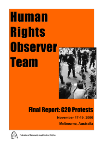 Human Rights Observer Team Final Report: G20 Protests