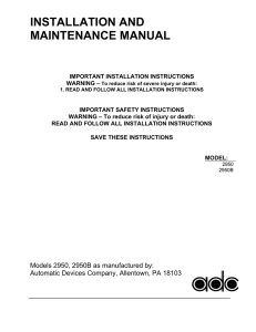 INSTALLATION AND MAINTENANCE MANUAL