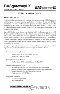 BASgatewayLX — Modbus to BACnet Gateway