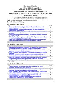 FUNDAMENTAL UNIT STANDARDS AT NQF LEVELS 2, 3 AND 4