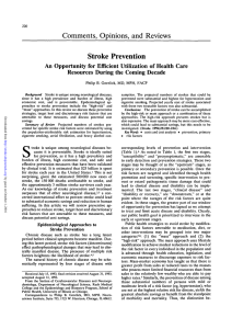 Comments, Opinions, and Reviews Stroke Prevention