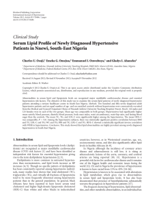 Serum Lipid Profile of Newly Diagnosed Hypertensive Patients in
