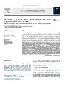 Early influences on developmental outcomes among children, at