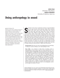Doing anthropology in sound - University of California, San Diego