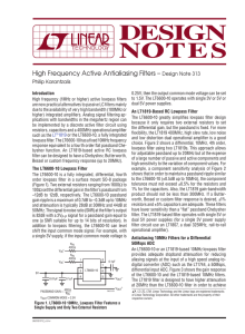 High Frequency Active Antialiasing Filters – Design Note 313 by