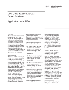 Low Cost Surface Mount Power Limiters Application Note 1050