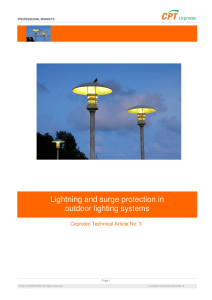 Lightning and surge protection in outdoor lighting systems