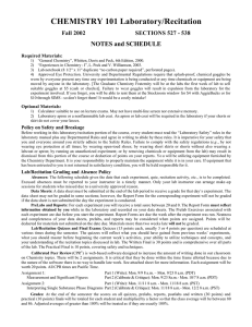 CHEMISTRY 101 Laboratory/Recitation
