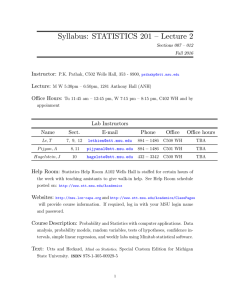 Syllabus: STATISTICS 201 – Lecture 2