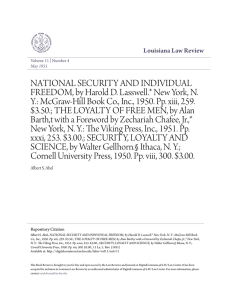NATIONAL SECURITY AND INDIVIDUAL FREEDOM, by Harold D