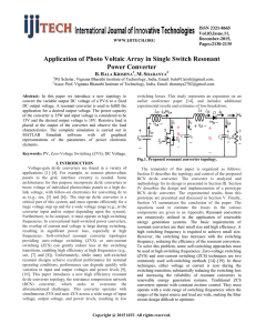 Application of Photo Voltaic Array in Single