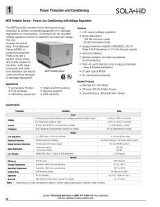 MCR Portable Series Specifications - Sola/Hevi-Duty