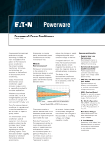 Power Conditioner Fact Sheet