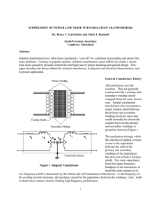 suppression of power line noise with isolation transformers