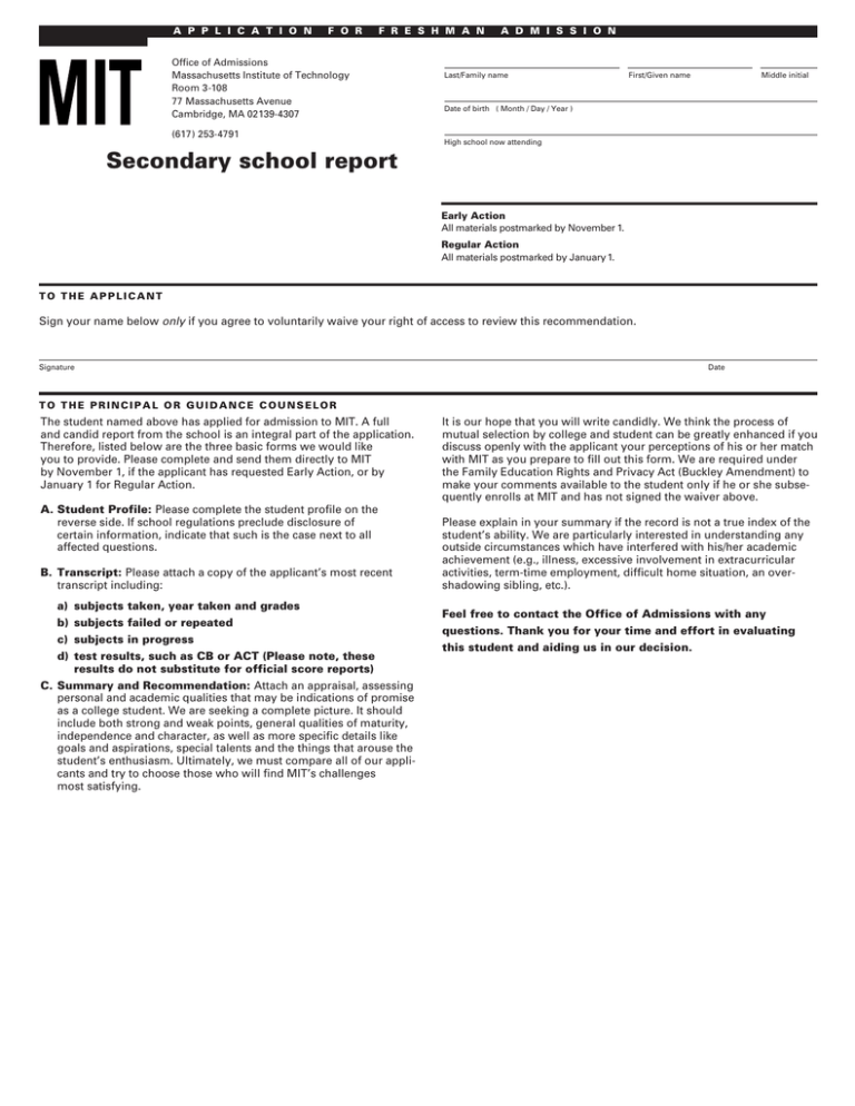 Secondary School Report