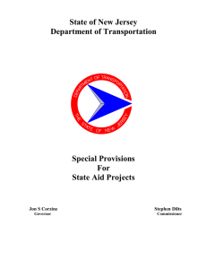 State of New Jersey Department of Transportation Special