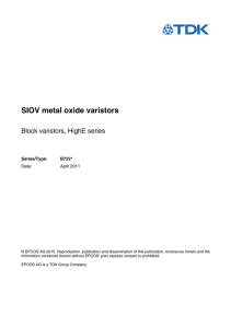 SIOV metal oxide varistors, block varistors, HighE series