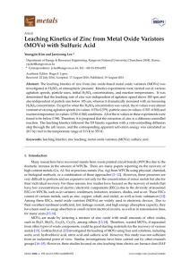 Leaching Kinetics of Zinc from Metal Oxide Varistors (MOVs) with