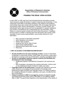 Framing the Issue: Open Access - Association of Research Libraries