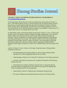 VOLUME 13, ISSUE 1 OF HMONG STUDIES JOURNAL IS