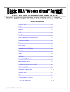Basic MLA “Works Cited” Format