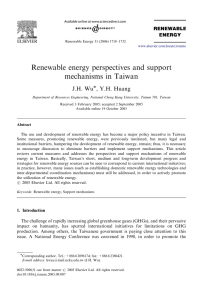 Renewable energy perspectives and support mechanisms in Taiwan