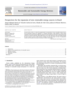 Perspectives for the expansion of new renewable energy sources in