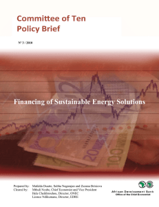 Policy Brief - Financing of Sustainable Energy Solutions