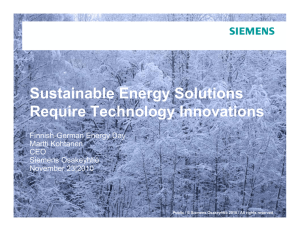 Sustainable Energy Solutions require Technology Innovations CASE