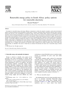 Renewable energy policy in South Africa: policy options