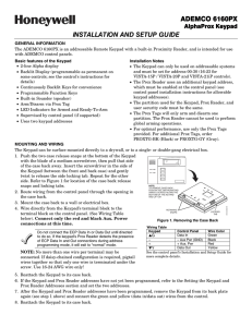 ADEMCO 61 ADEMCO 6160PX INSTALLATION AND SETUP GUIDE