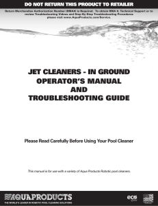 jet cleaners - in ground operator`s manual and