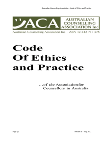 ACA Code of ethics - Australian Counselling Association