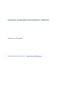 The National Standards for Disability Services (National Standards)