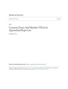 Consent, Power And Mistake Of Fact In Queensland Rape Law