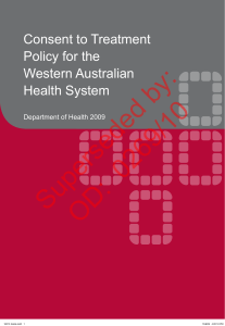 Consent to Treatment Policy for the Western Australian Health System