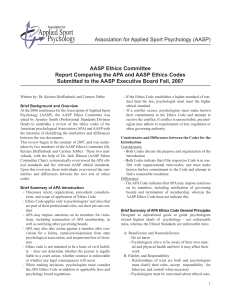 Association for Applied Sport Psychology (AASP) AASP Ethics